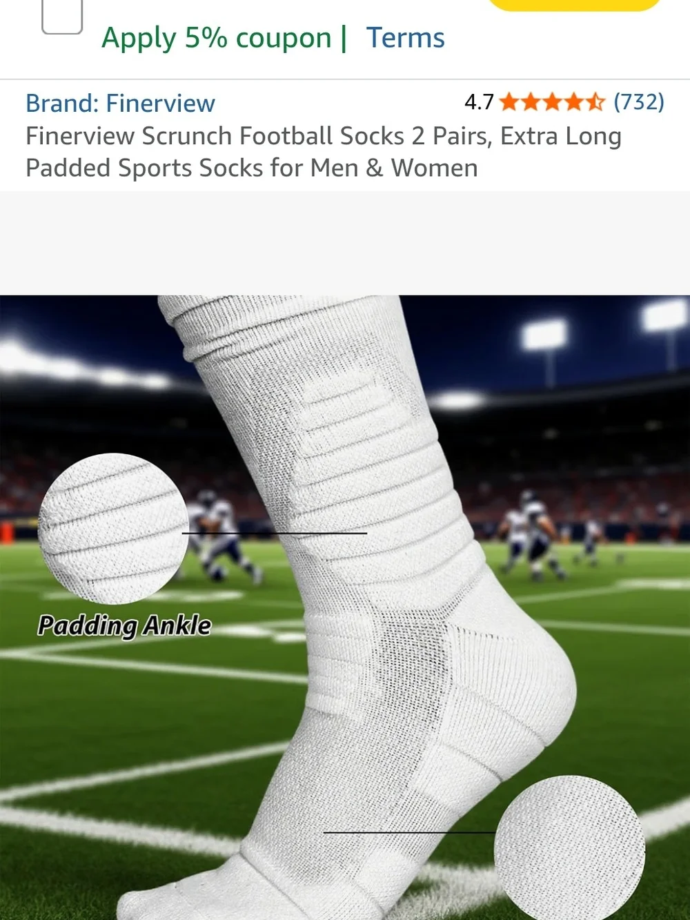 White Athletic Scrunch Football Socks
